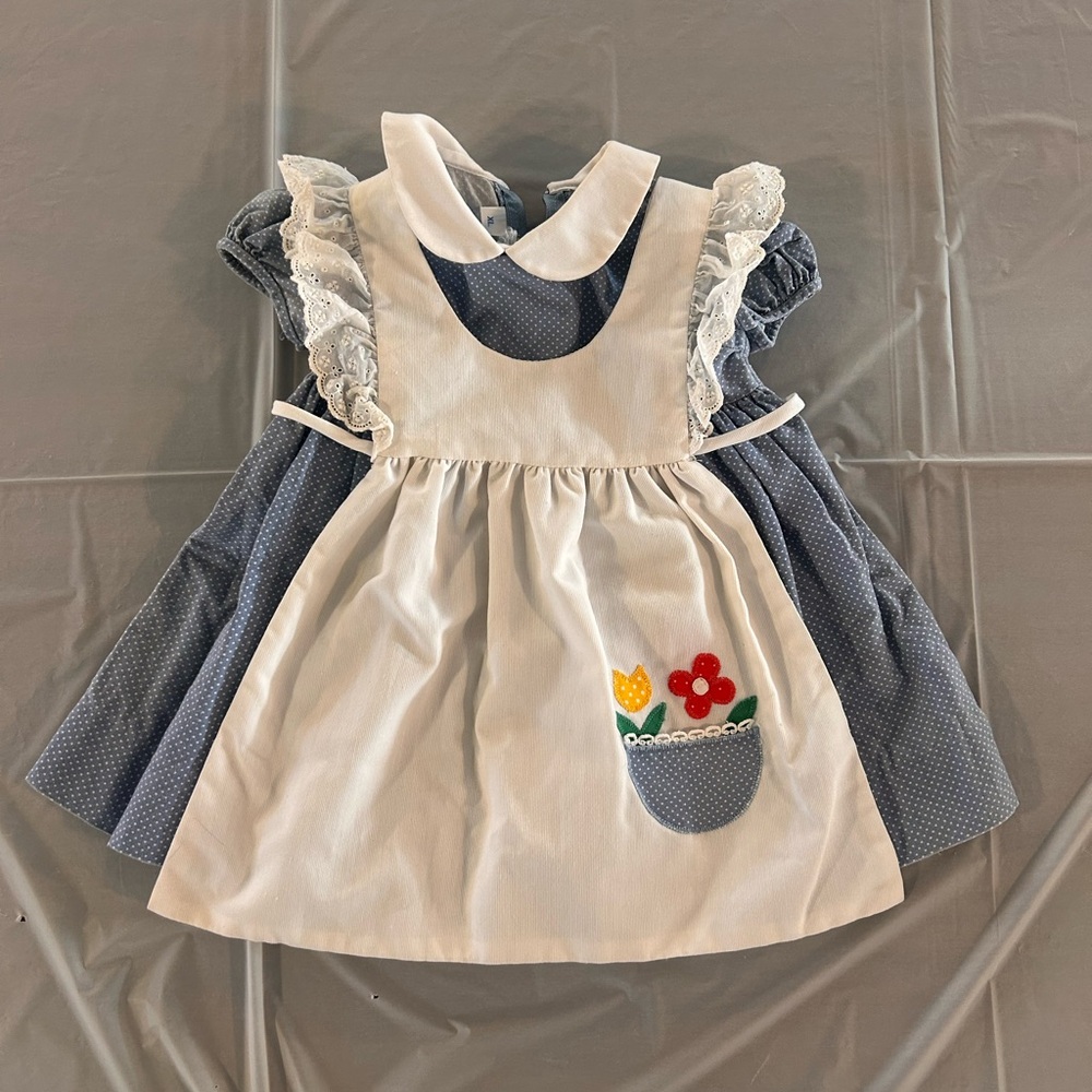 Sylvia whyte USA vintage pinafore dress Peter Pan collar blouse XL 90s Floral